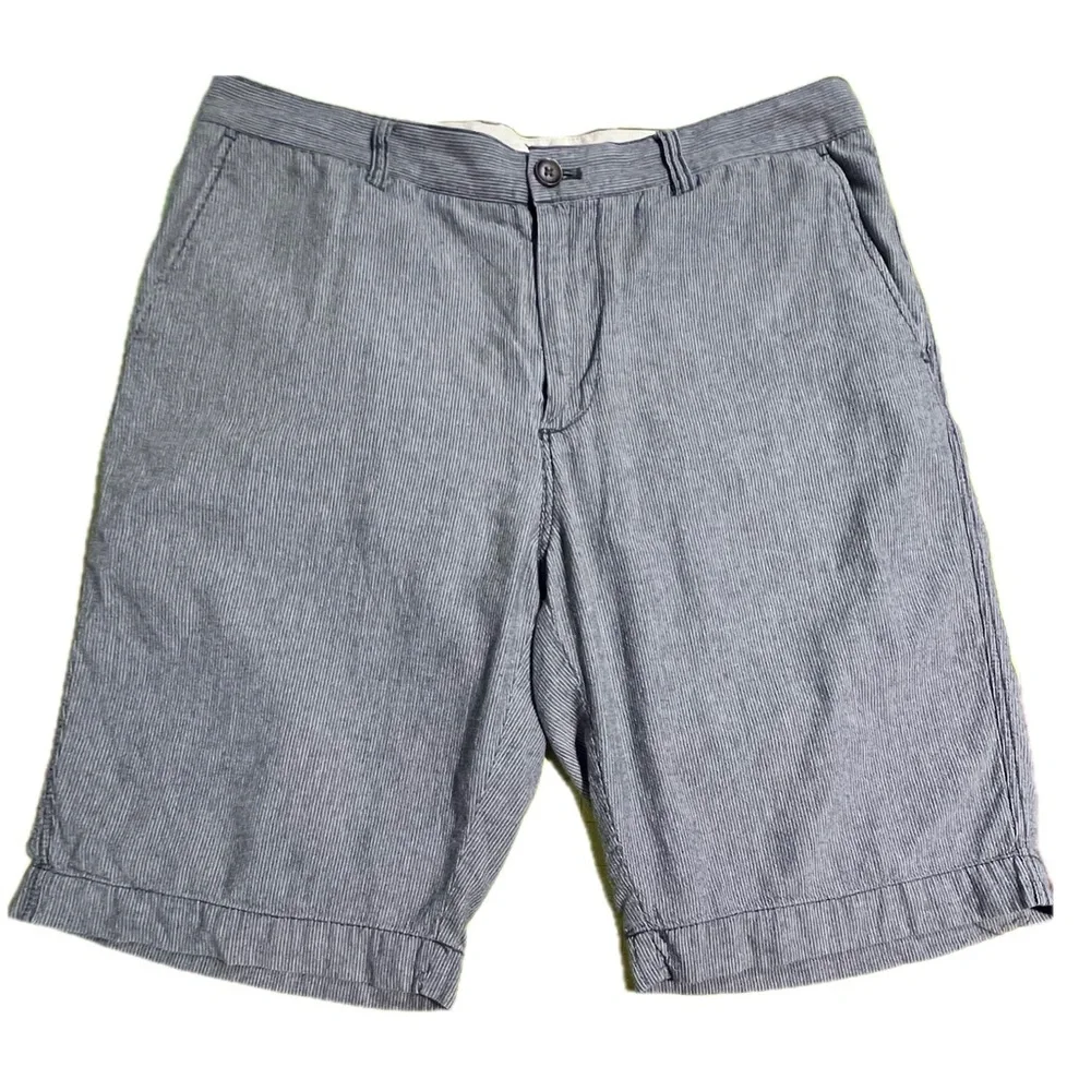 VINTAGE JCrew men’s trouser Bermuda shorts 100% cotton chambray pinstripe 32 y2k